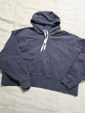 Calia Dark Blue Cropped Hooded Sweatshirt